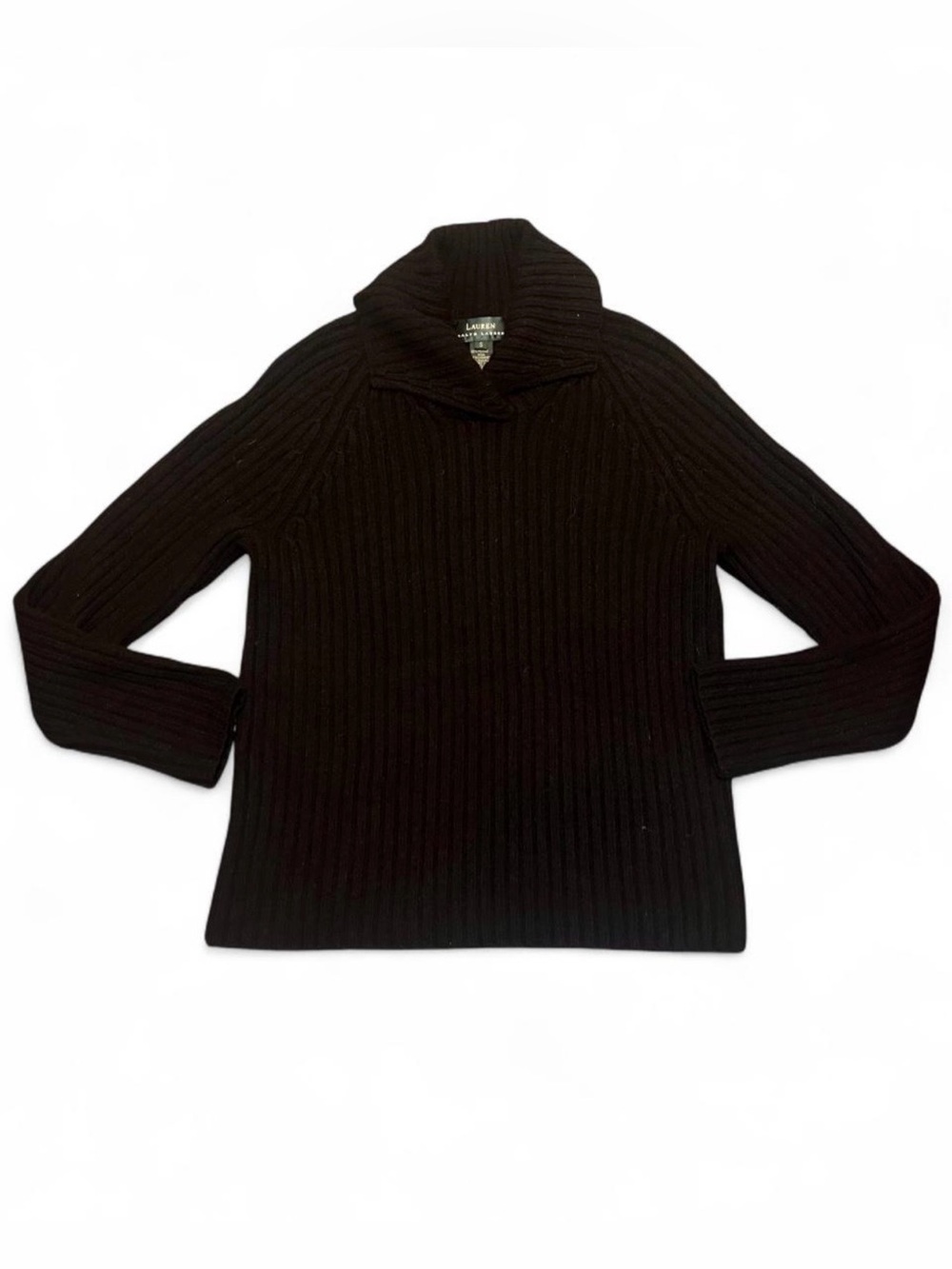 Lauren Ralph Lauren Ribbed Knit Collar Wool Cashmere Angora Blend Sweater